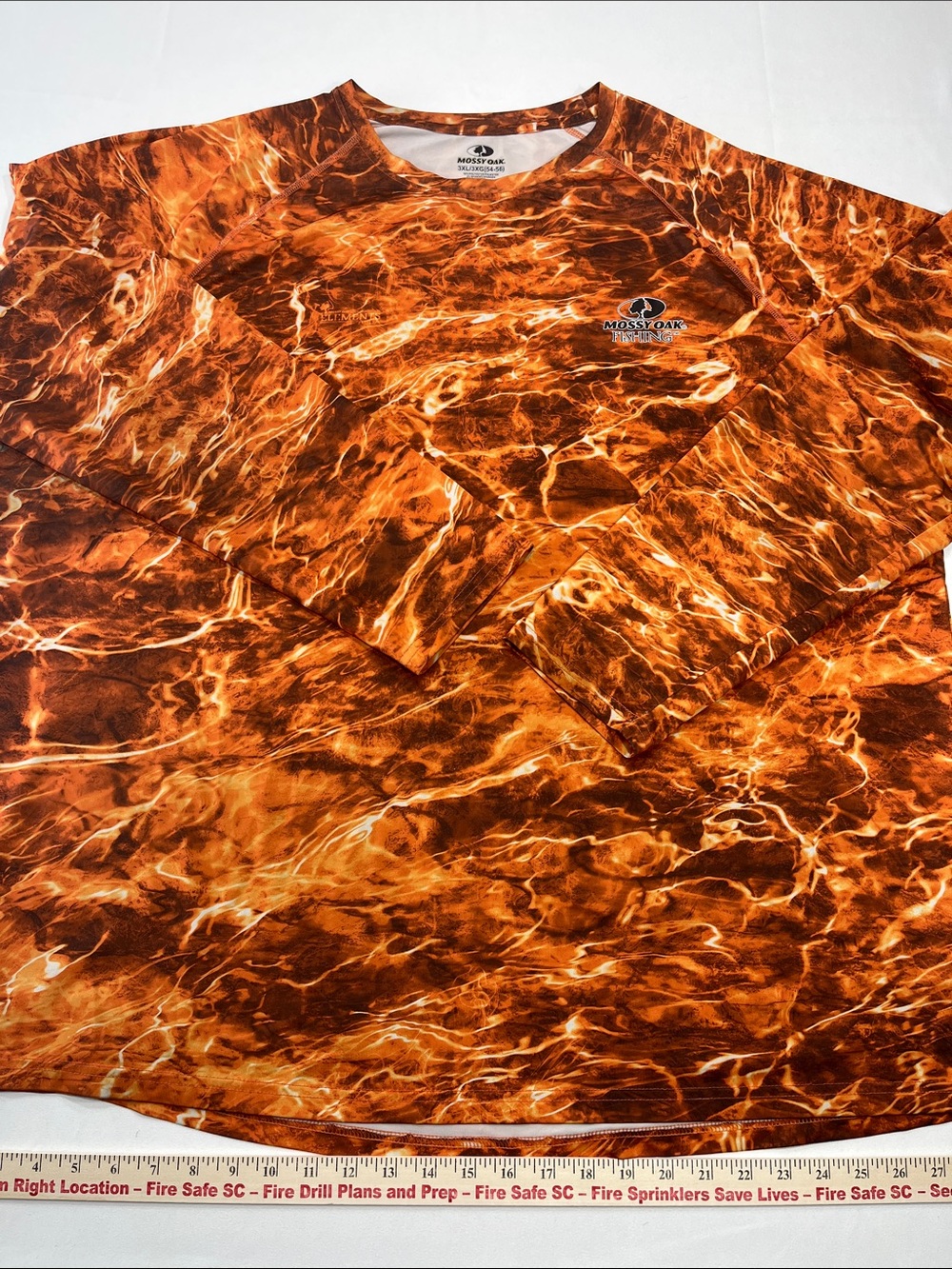 Mossy Oak Fishing Performance Shirt‎ 3XL Orange Water Camo Long Sleeve UPF